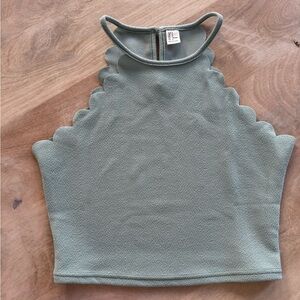 Scalloped Edge Halter Top - bluish green nwot